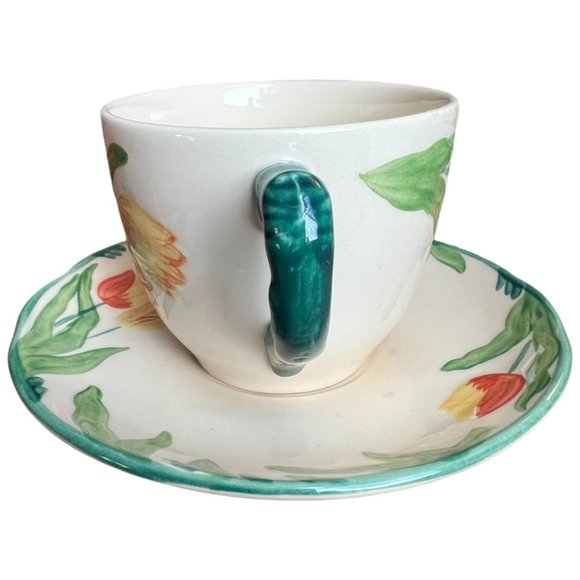 Vtg FRANCISCAN Tulip Teacup and Saucer Hand-Painted England Pristine Retired - Picture 2 of 12